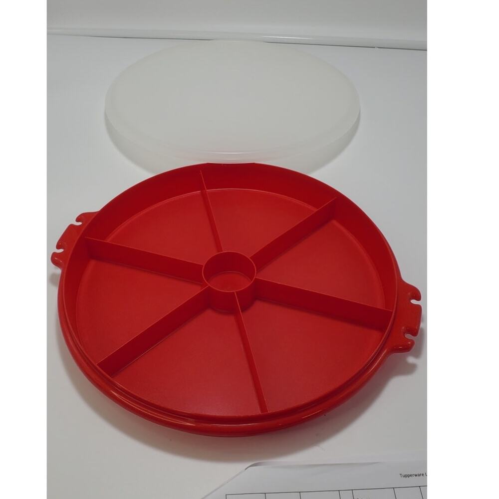 VINTAGE Tupperware 12" Round 405 Pie Veggie Carrier Snack Keeper & 224 Lid